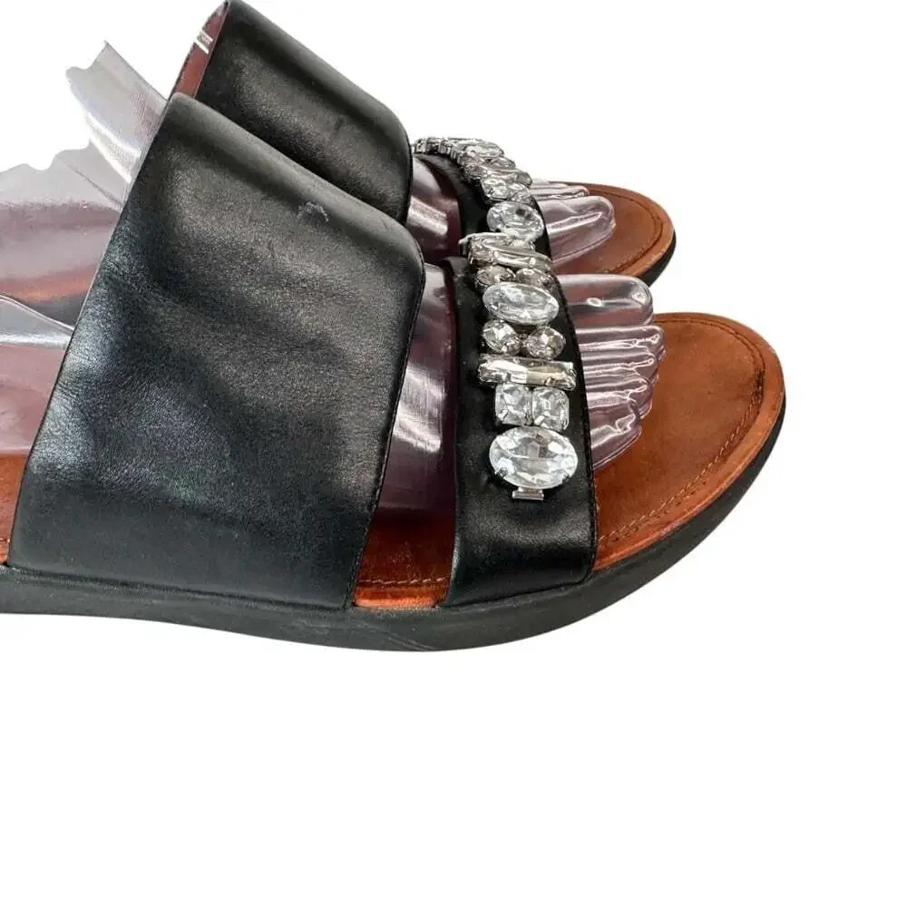 FitFlop Womens Delta Slide Sandals Black Crystal Comfort Casual Shoes Size 11